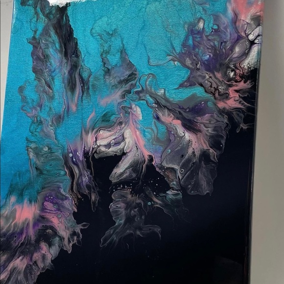 Metallic Black Blue Abstract Wall Art Home Decor
